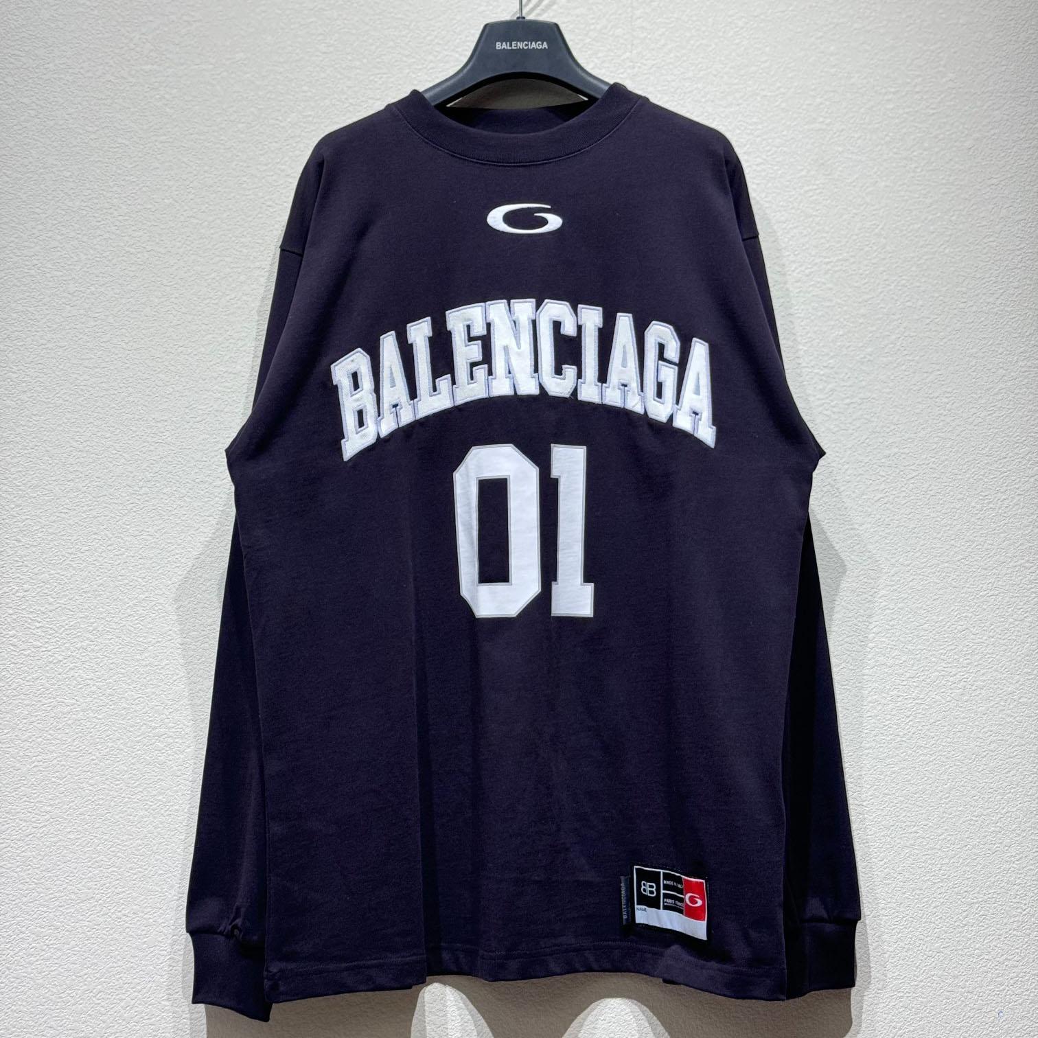 Balenciaga Basketball Series - Long Sleeve T-Shirt Large Fit In Washed Black - DopestKickz