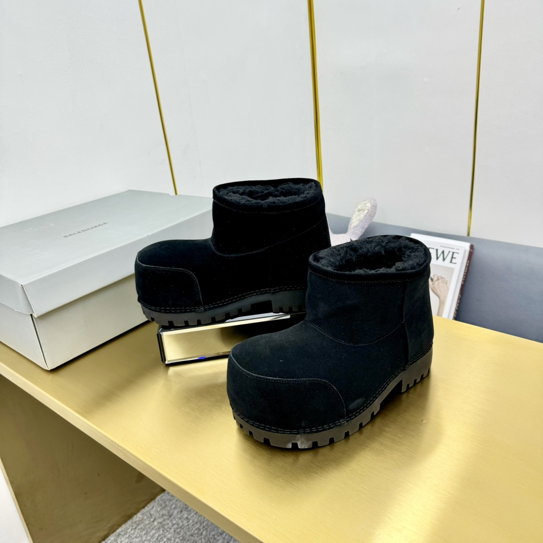 Balenciaga Alaska Fur Bootie In Black - DopestKickz