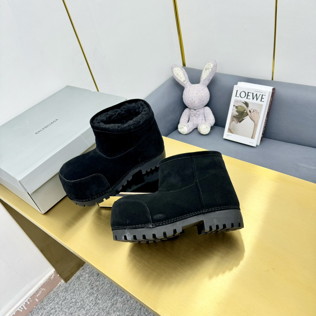 Balenciaga Alaska Fur Bootie In Black - DopestKickz