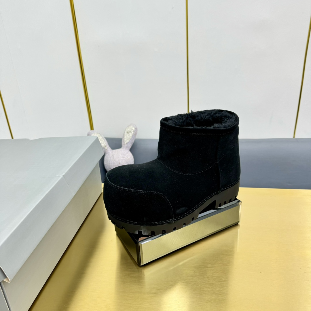 Balenciaga Alaska Fur Bootie In Black - DopestKickz