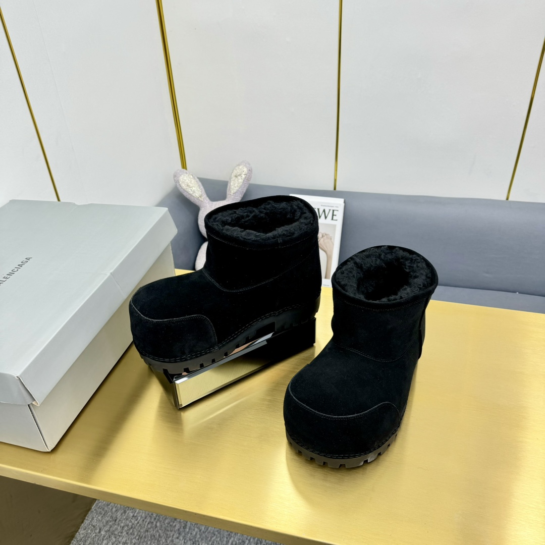 Balenciaga Alaska Fur Bootie In Black - DopestKickz