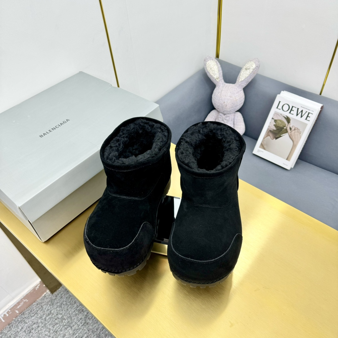 Balenciaga Alaska Fur Bootie In Black - DopestKickz