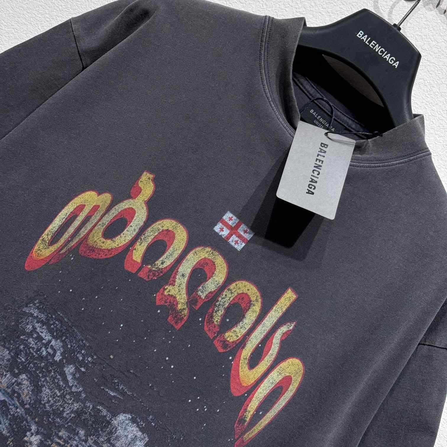 Balenciaga Tbilisi T-Shirt Oversized In Faded Washed Black - DopestKickz