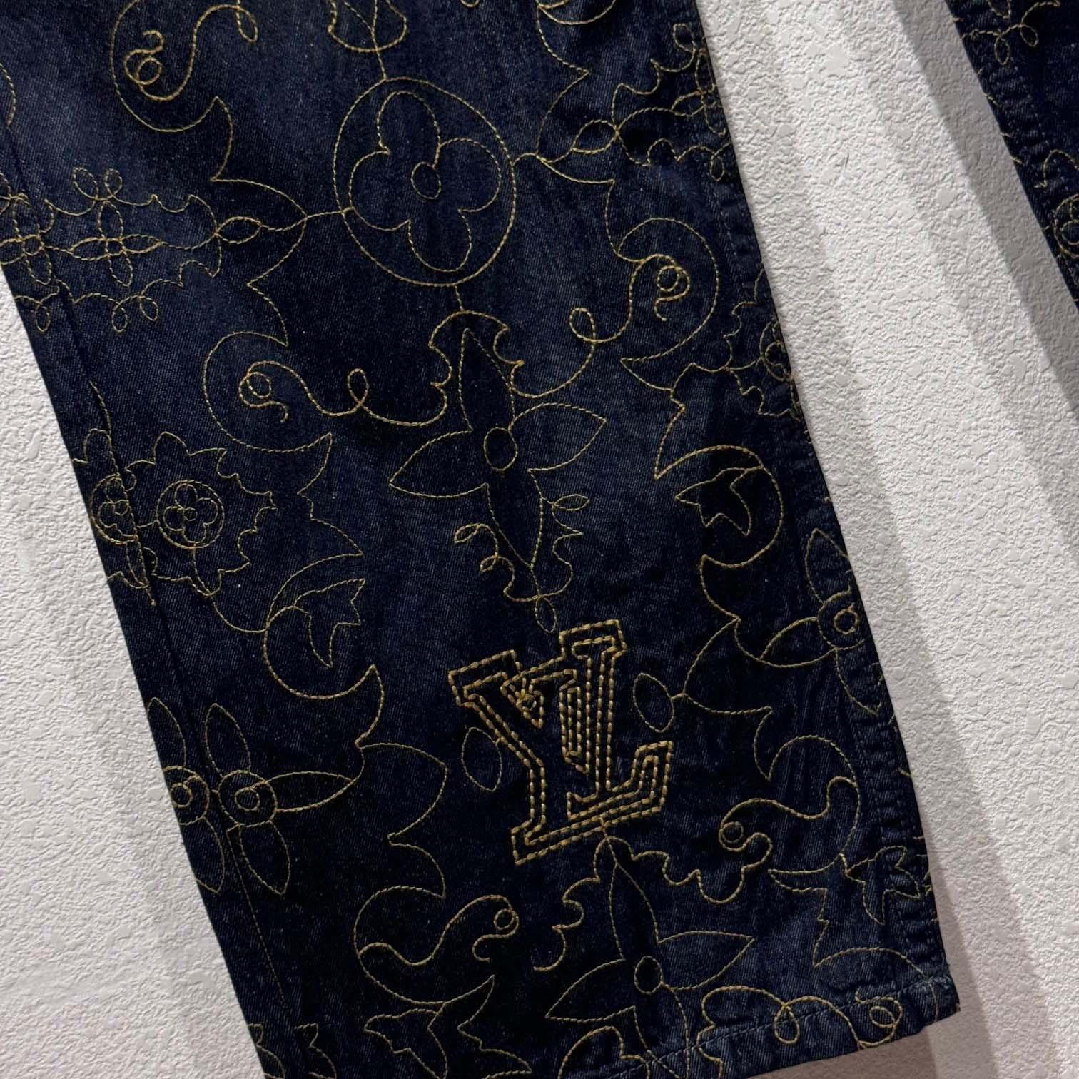 Louis Vuitton Embroidered Denim Pants    - DopestKickz