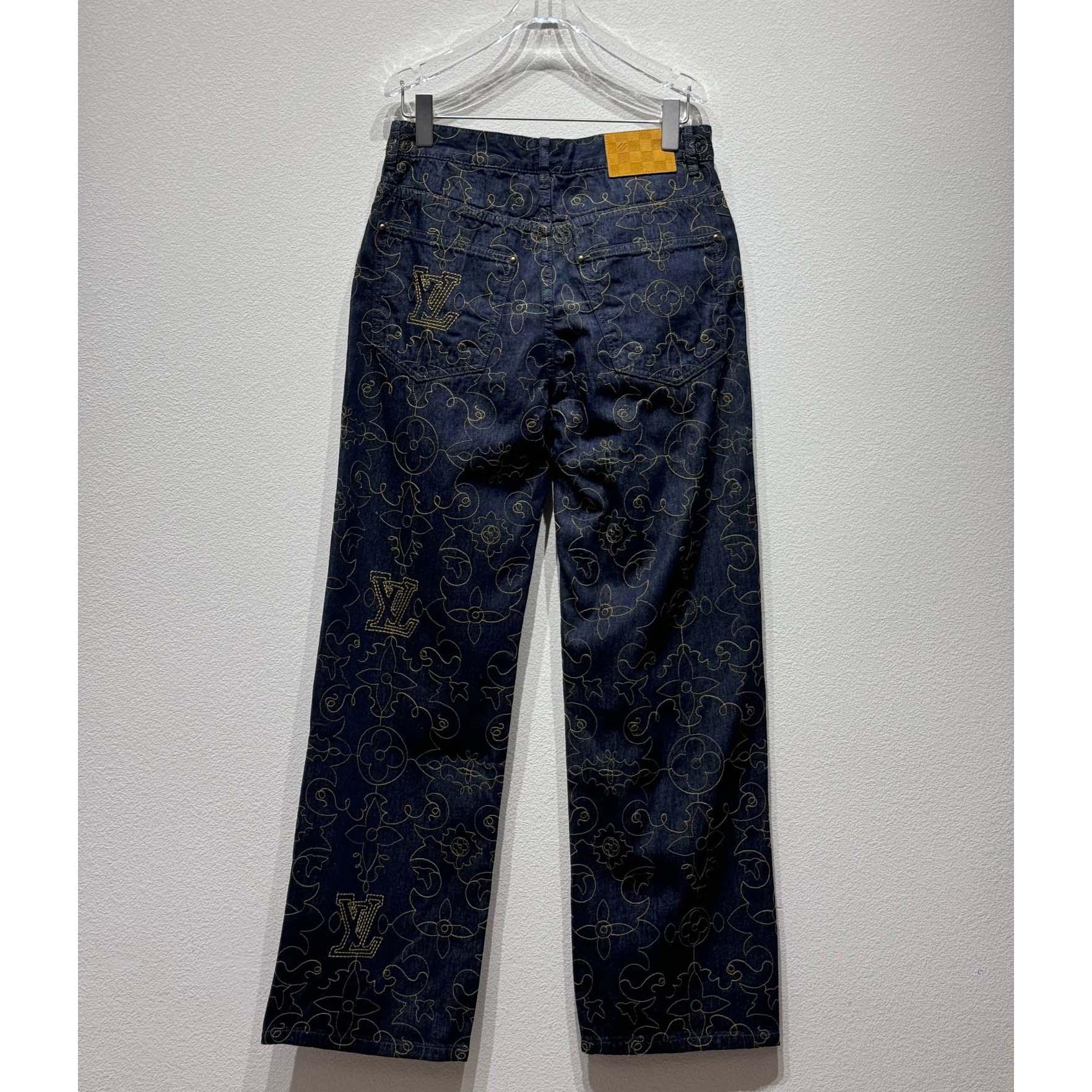 Louis Vuitton Embroidered Denim Pants    - DopestKickz