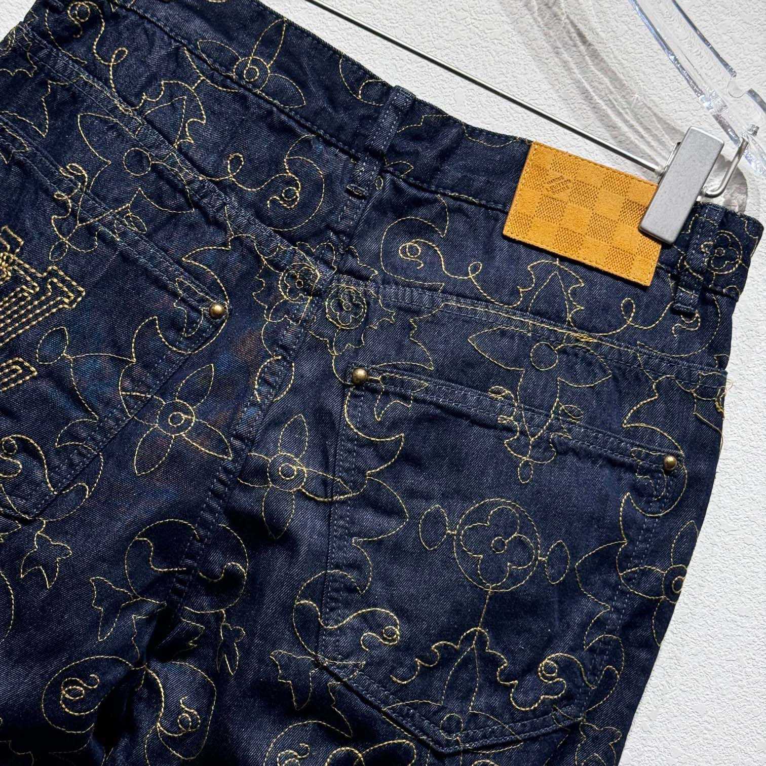 Louis Vuitton Embroidered Denim Pants    - DopestKickz