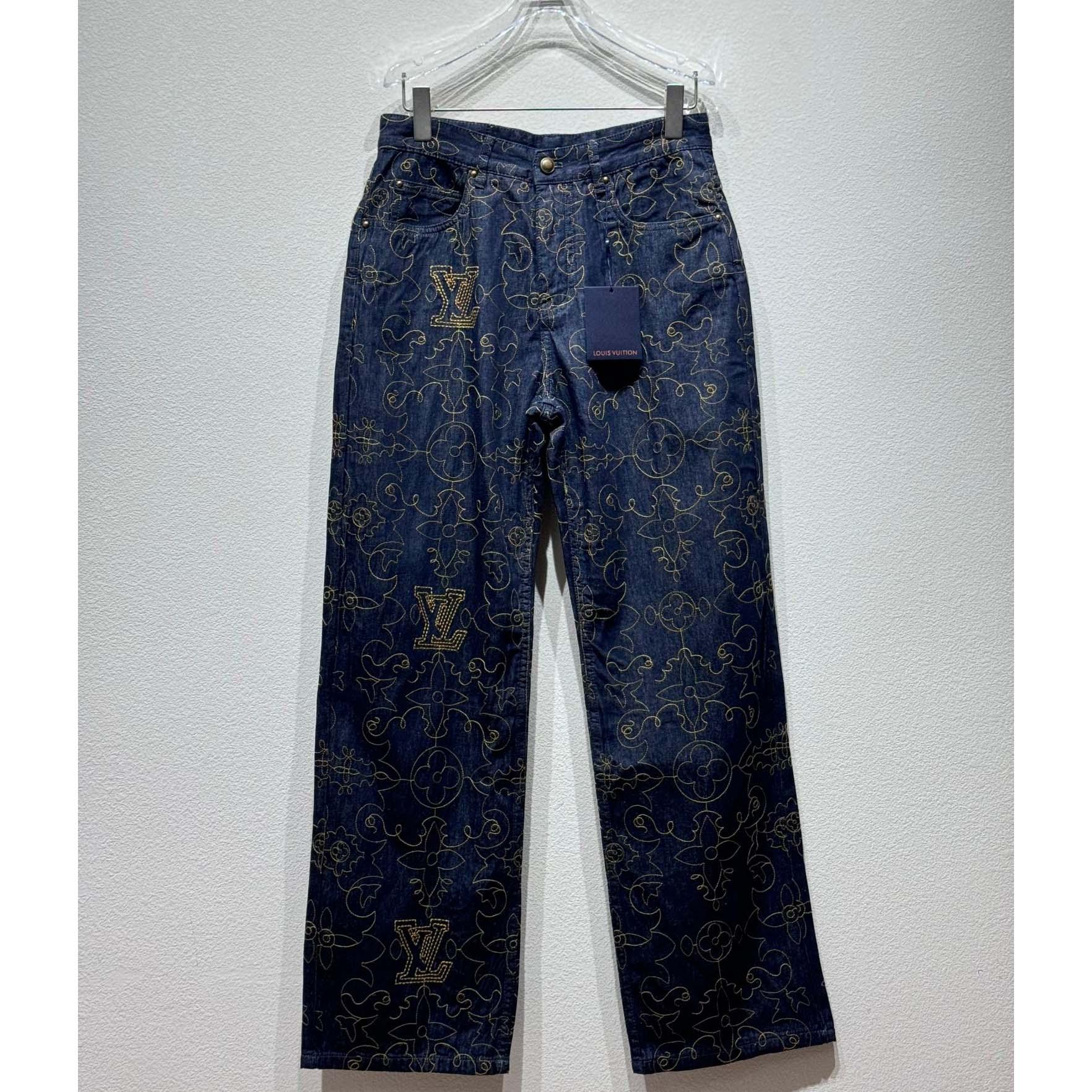 Louis Vuitton Embroidered Denim Pants    - DopestKickz