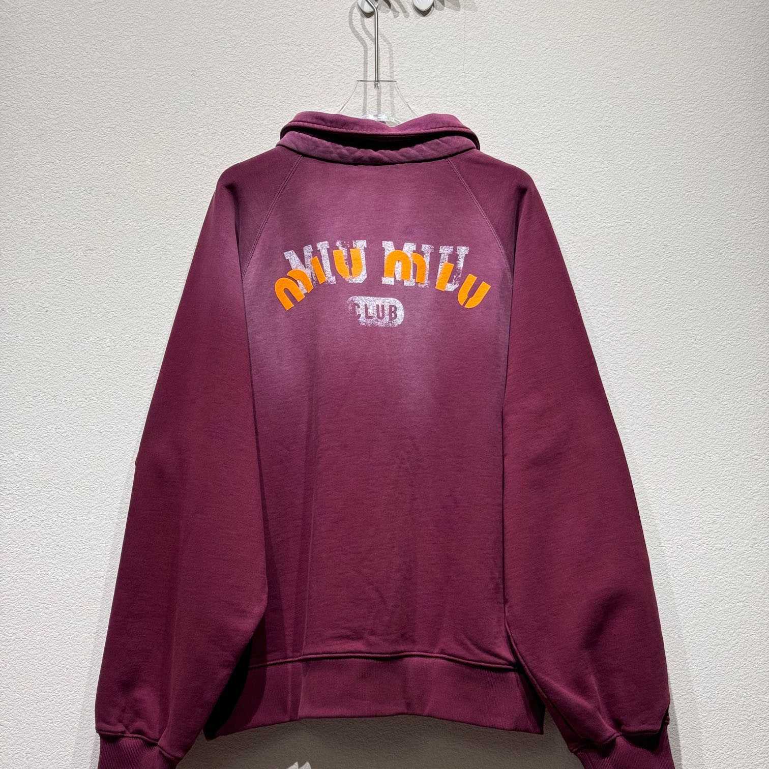 Miu Miu Burgundy Long Sleeve Polo With Logo In Red - DopestKickz