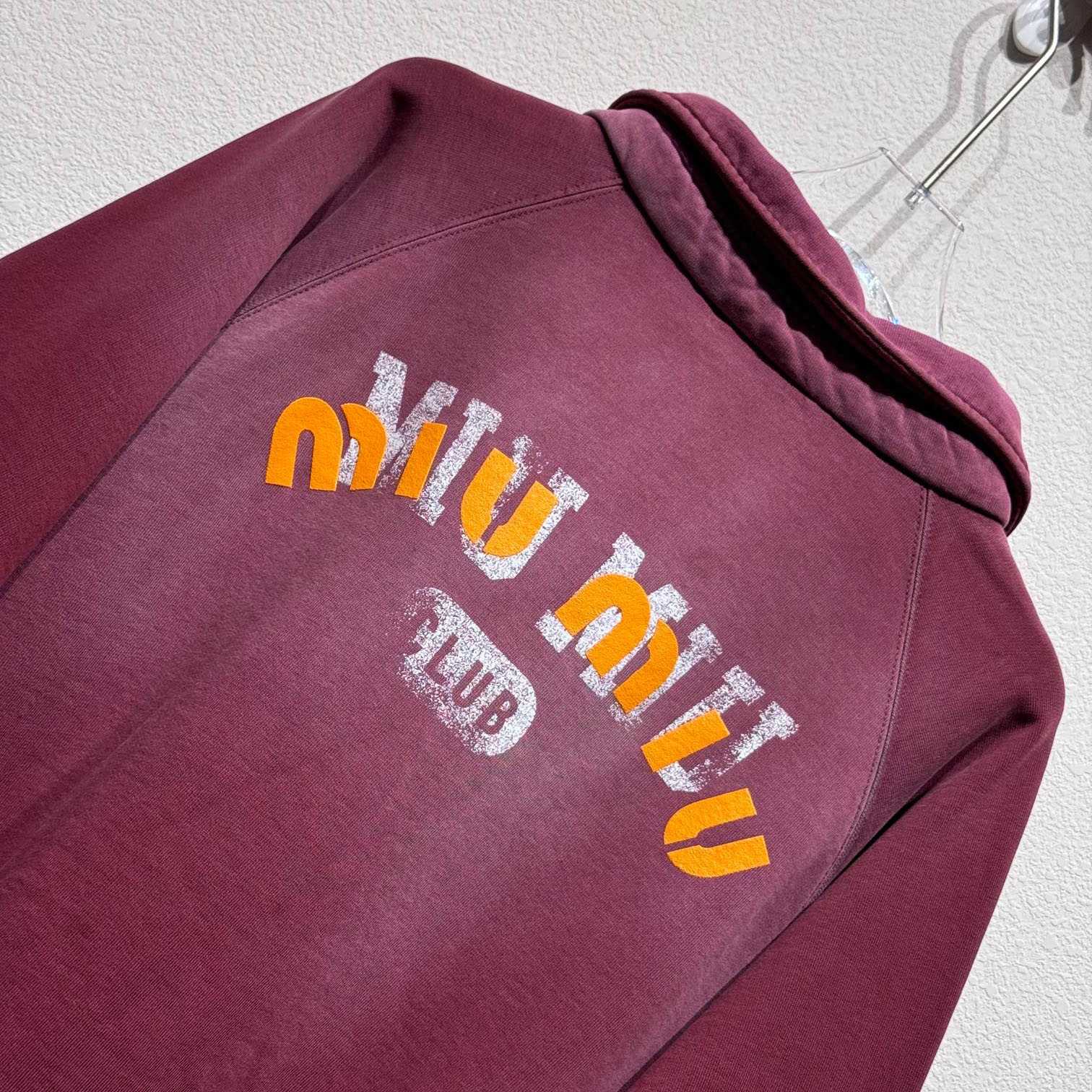 Miu Miu Burgundy Long Sleeve Polo With Logo In Red - DopestKickz