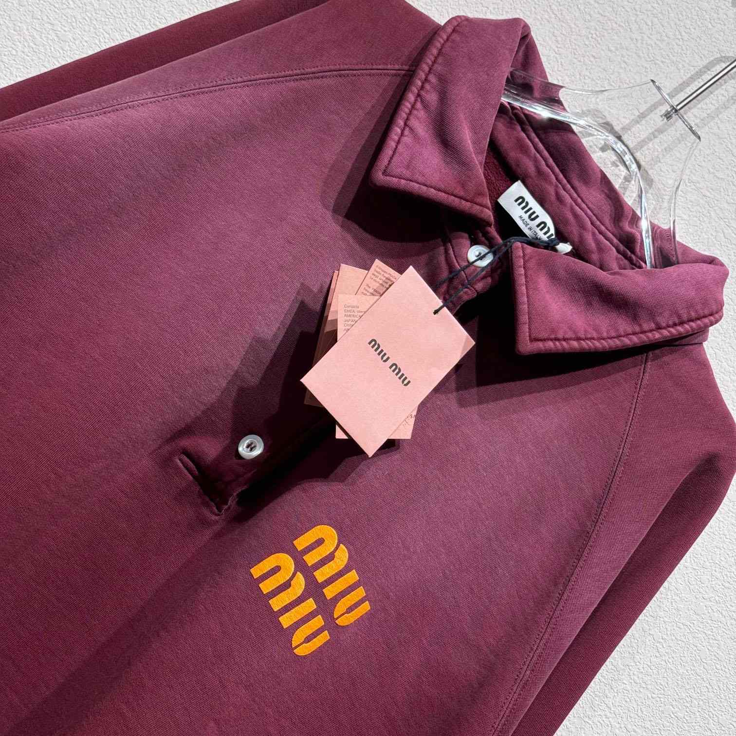 Miu Miu Burgundy Long Sleeve Polo With Logo In Red - DopestKickz