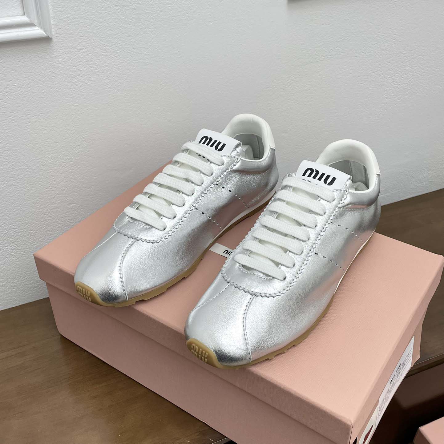 Miu Miu Plume Mordoré Calfskin Sneakers - DopestKickz