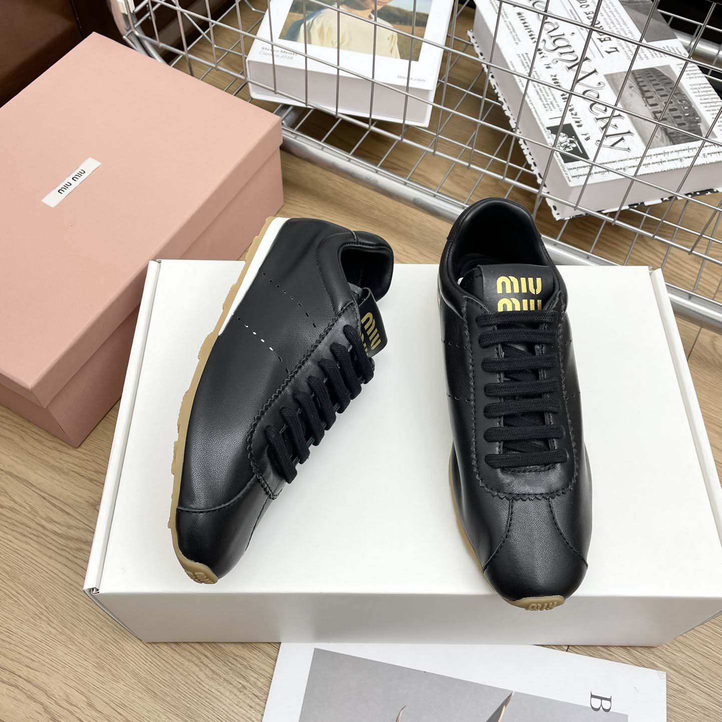 Miu Miu Plume Nappa Leather Sneakers - DopestKickz
