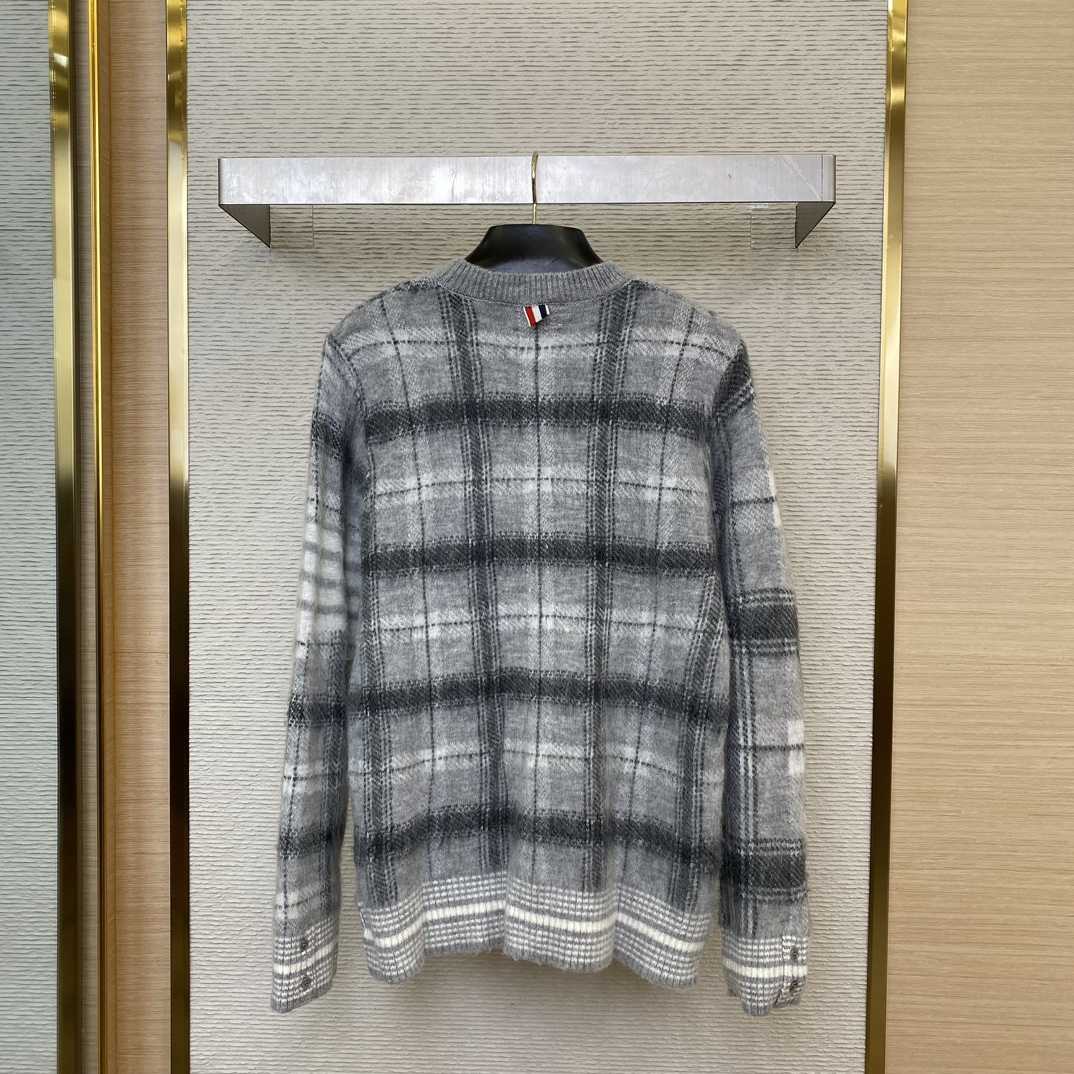 Thom Browne Mohair Check 4-Bar Crewneck - DopestKickz