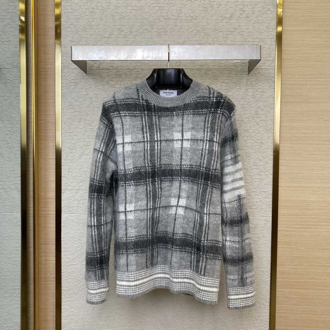 Thom Browne Mohair Check 4-Bar Crewneck - DopestKickz