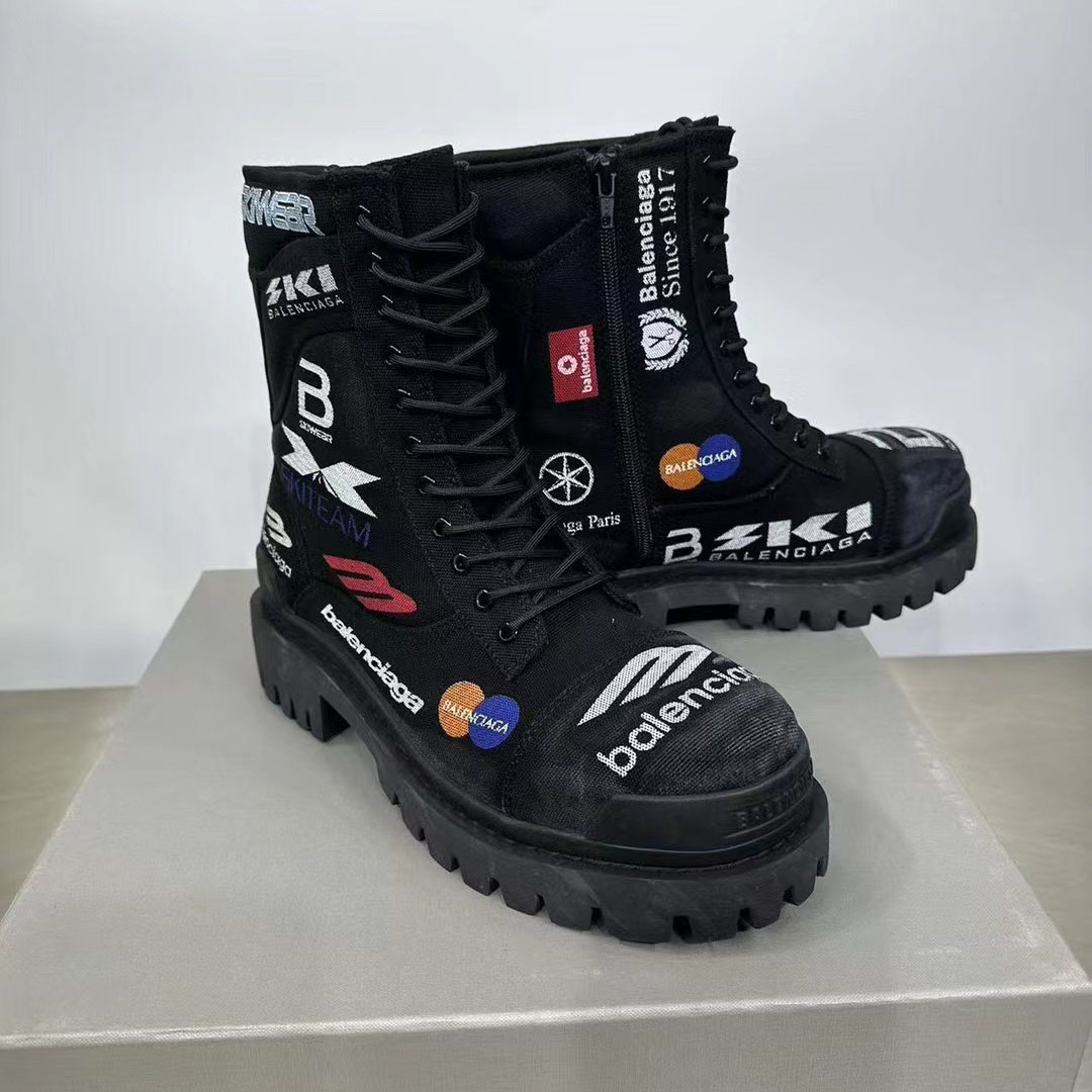 Balenciaga Combat Strike 20mm Boot In Black - DopestKickz