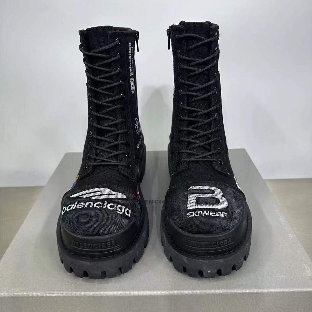 Balenciaga Combat Strike 20mm Boot In Black - DopestKickz