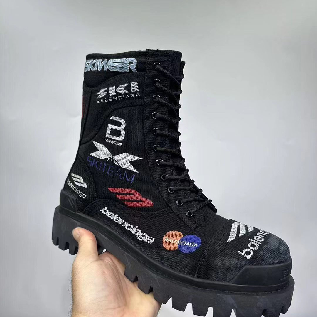 Balenciaga Combat Strike 20mm Boot In Black - DopestKickz