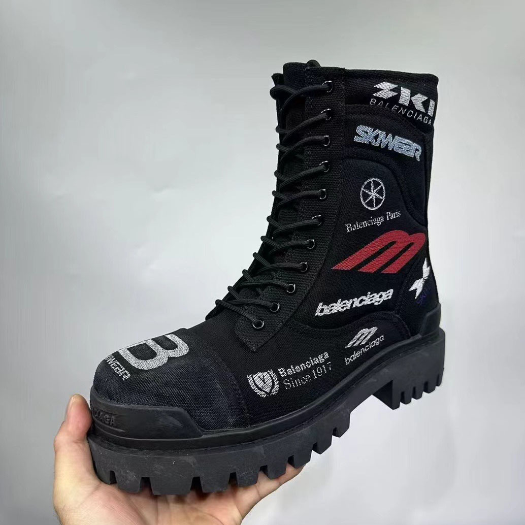 Balenciaga Combat Strike 20mm Boot In Black - DopestKickz