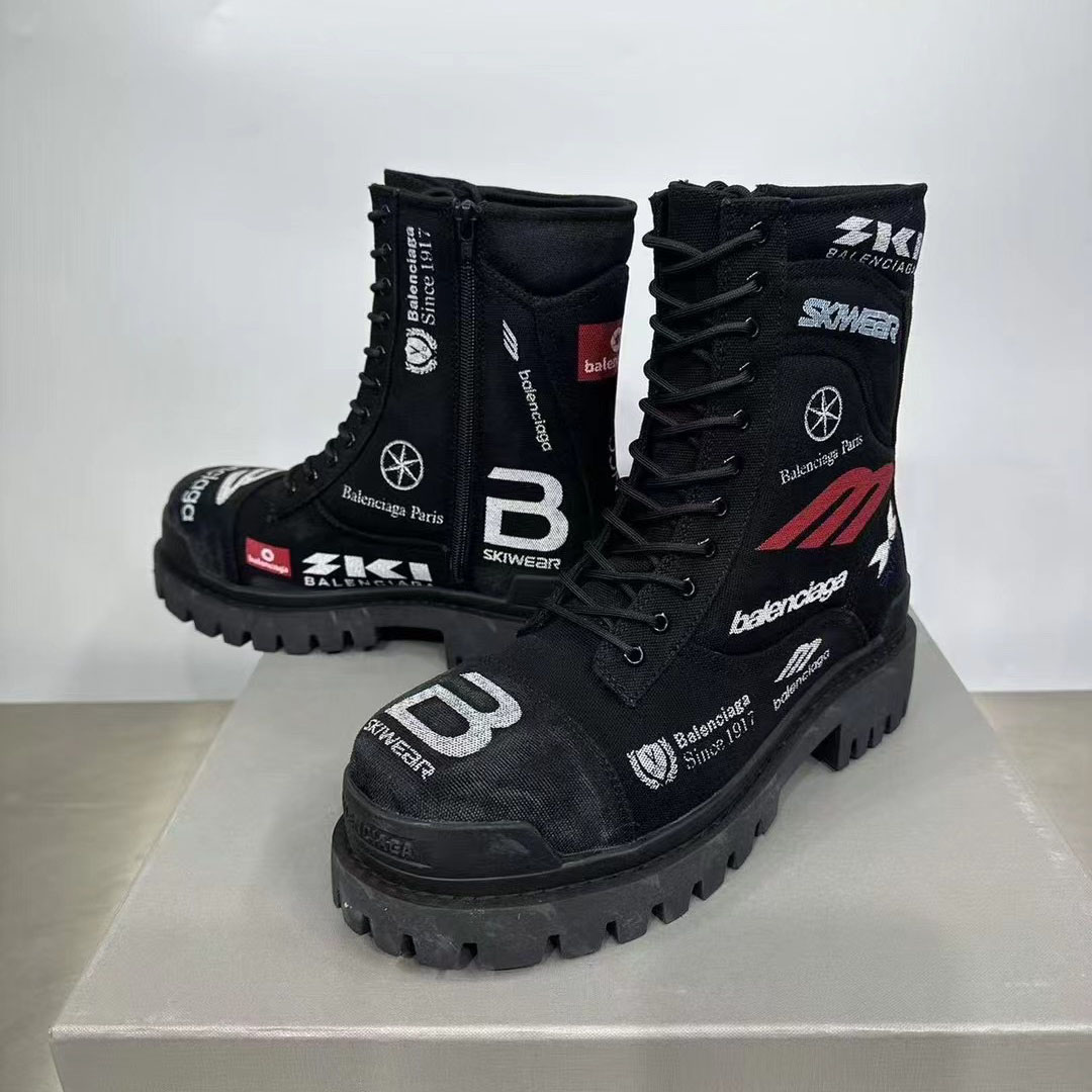 Balenciaga Combat Strike 20mm Boot In Black - DopestKickz