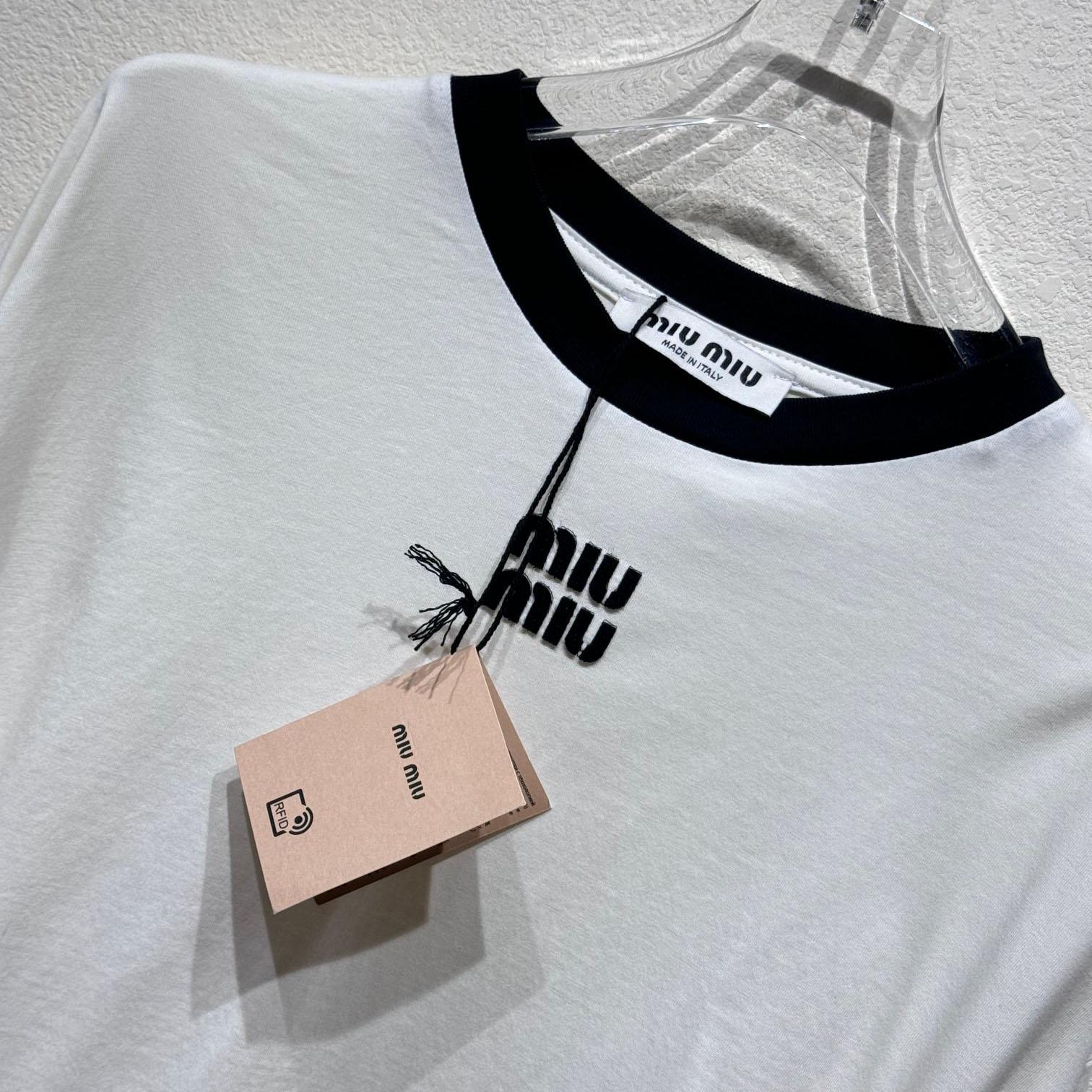 Miu Miu Long Sleeve Cotton T-shirt - DopestKickz