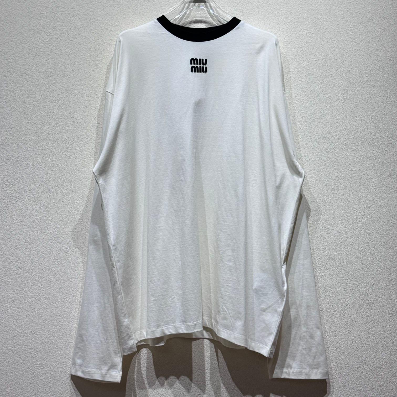 Miu Miu Long Sleeve Cotton T-shirt - DopestKickz