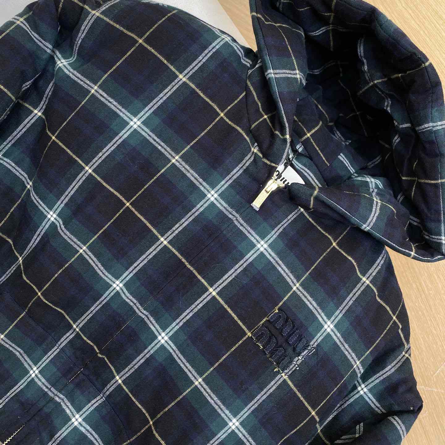 Miu Miu Plaid Hoodie Jacket - DopestKickz