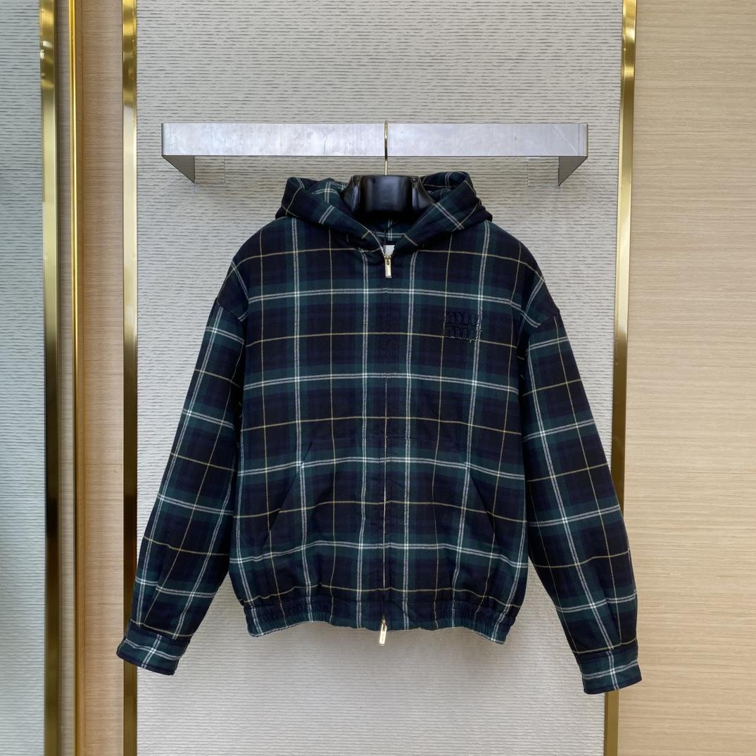 Miu Miu Plaid Hoodie Jacket - DopestKickz
