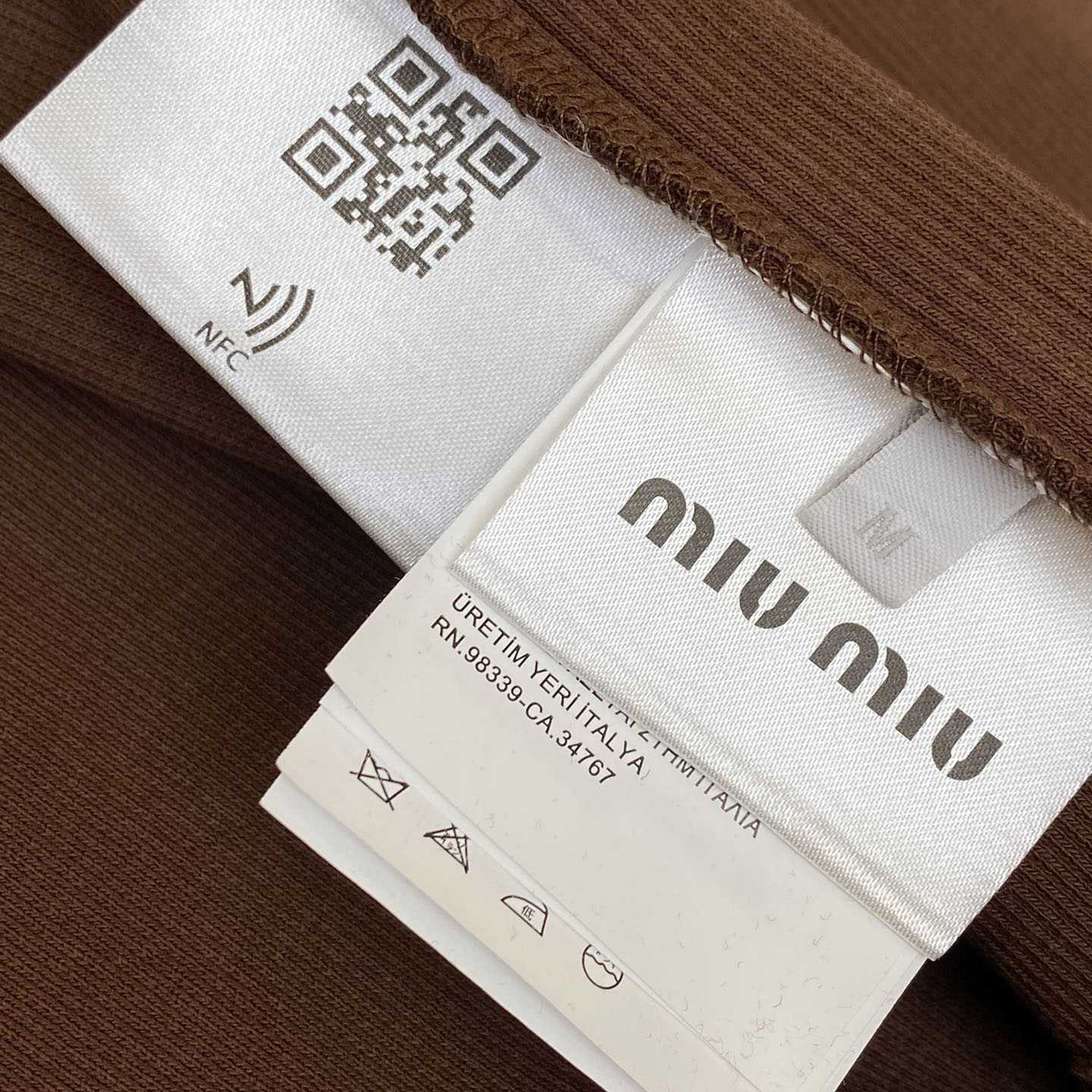 Miu Miu Brown Ribbed Cropped T-Shirt - DopestKickz