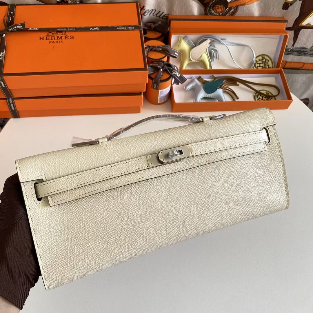 Hermes Women’s Genuine Leather Top Handle Lock Closure Clutch Bag   31cm - DopestKickz