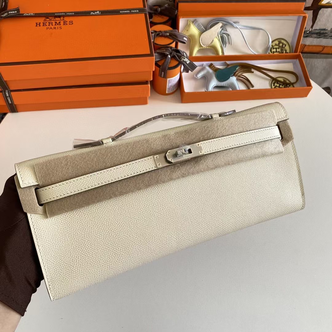 Hermes Women’s Genuine Leather Top Handle Lock Closure Clutch Bag   31cm - DopestKickz
