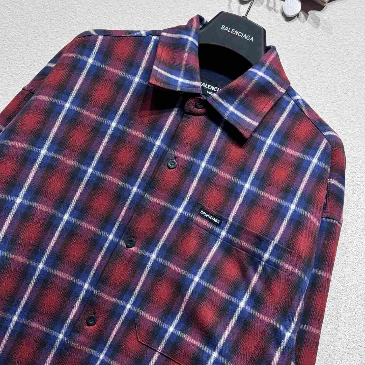 Balenciaga Lined Shirt In Red And Blue - DopestKickz