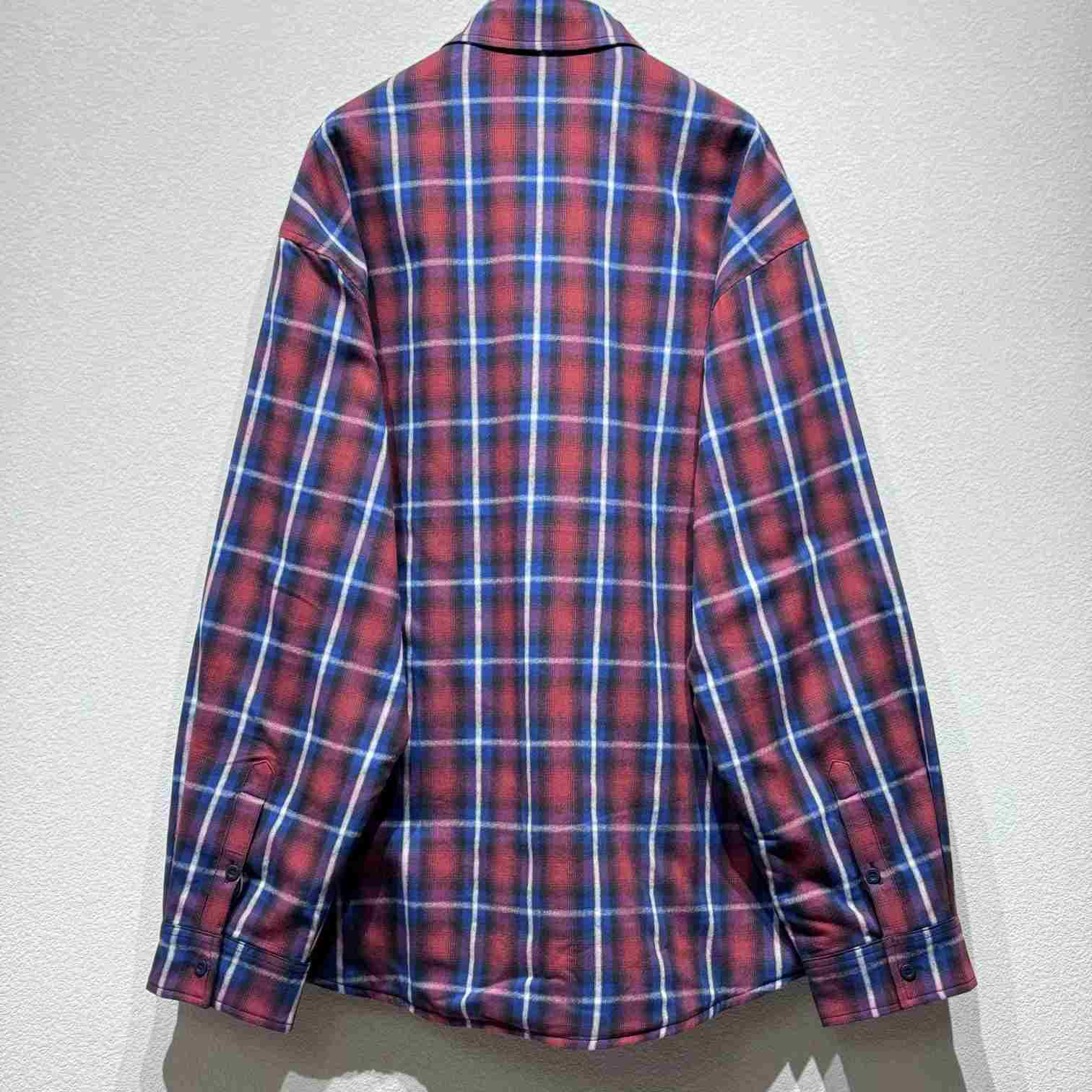 Balenciaga Lined Shirt In Red And Blue - DopestKickz