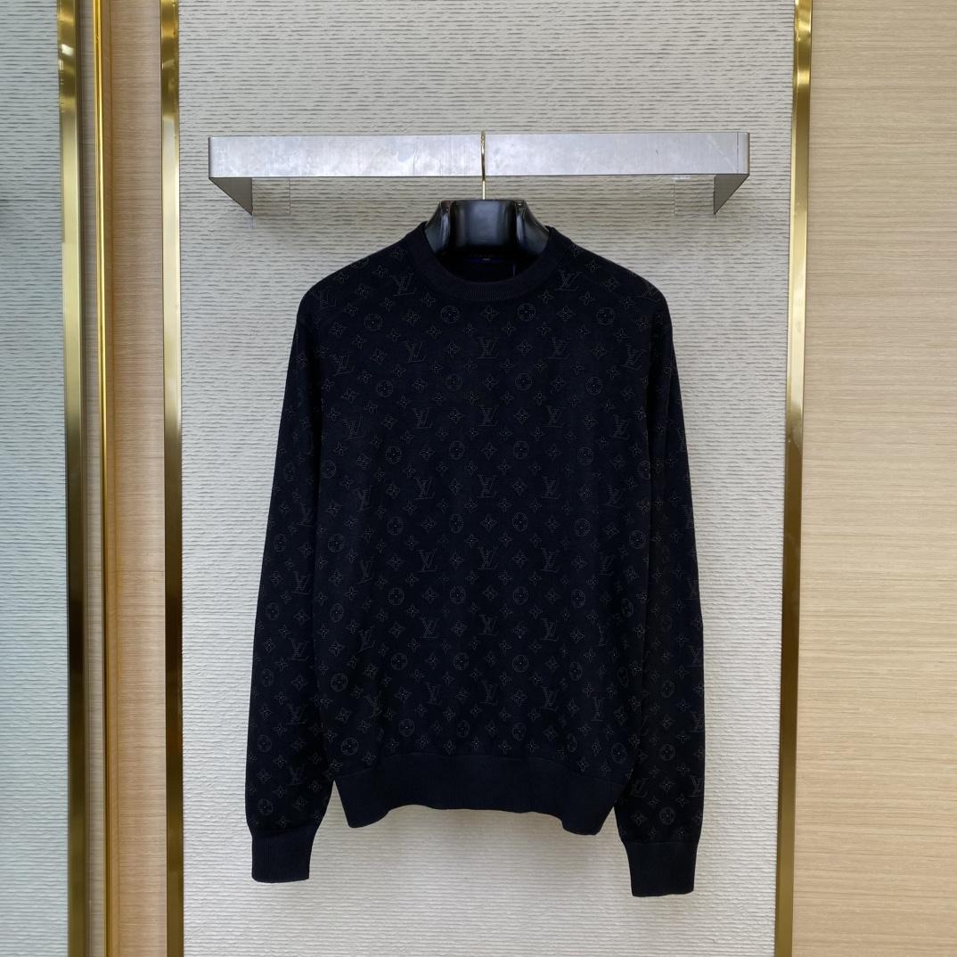 Louis Vuitton Monogram Embellished Wool Evening Crewneck   - DopestKickz