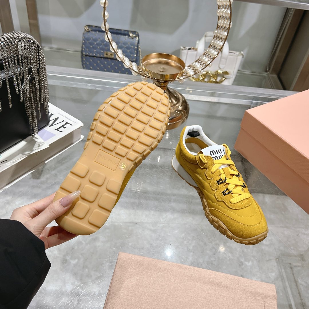 Miu Miu Tyre Technical Fabric And Suede Sneakers - DopestKickz