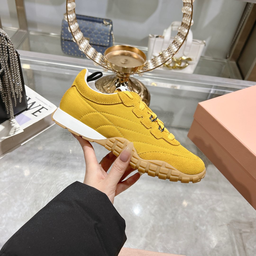 Miu Miu Tyre Technical Fabric And Suede Sneakers - DopestKickz