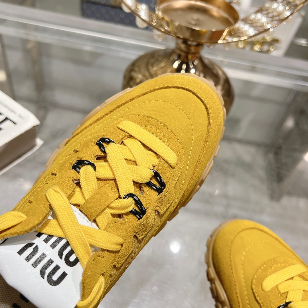 Miu Miu Tyre Technical Fabric And Suede Sneakers - DopestKickz