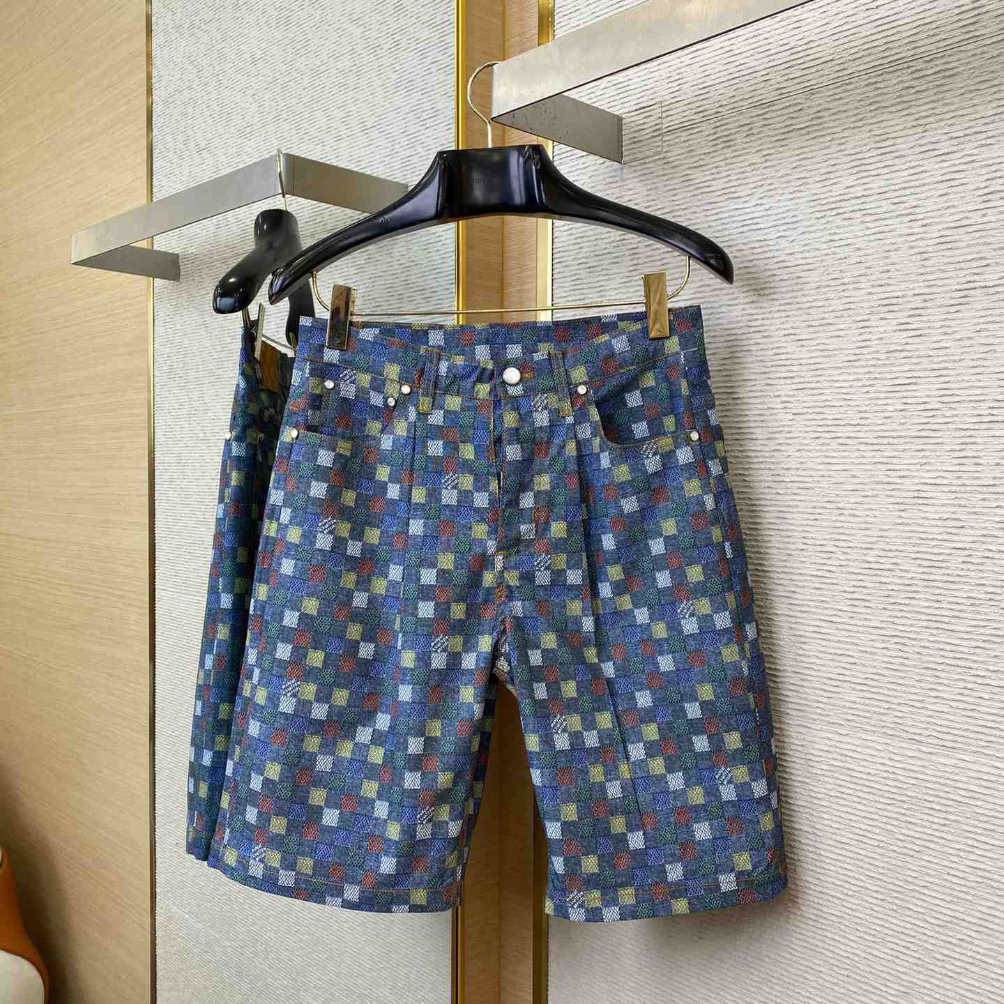 Louis Vuitton Damier Wide Chambray Shorts - DopestKickz