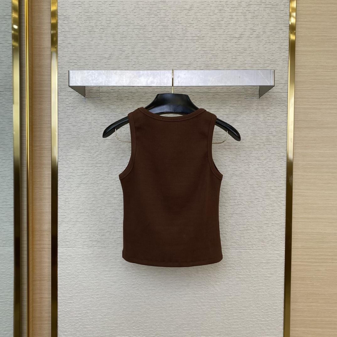 Miu Miu Brown Ribbed Knit Tank Top - DopestKickz