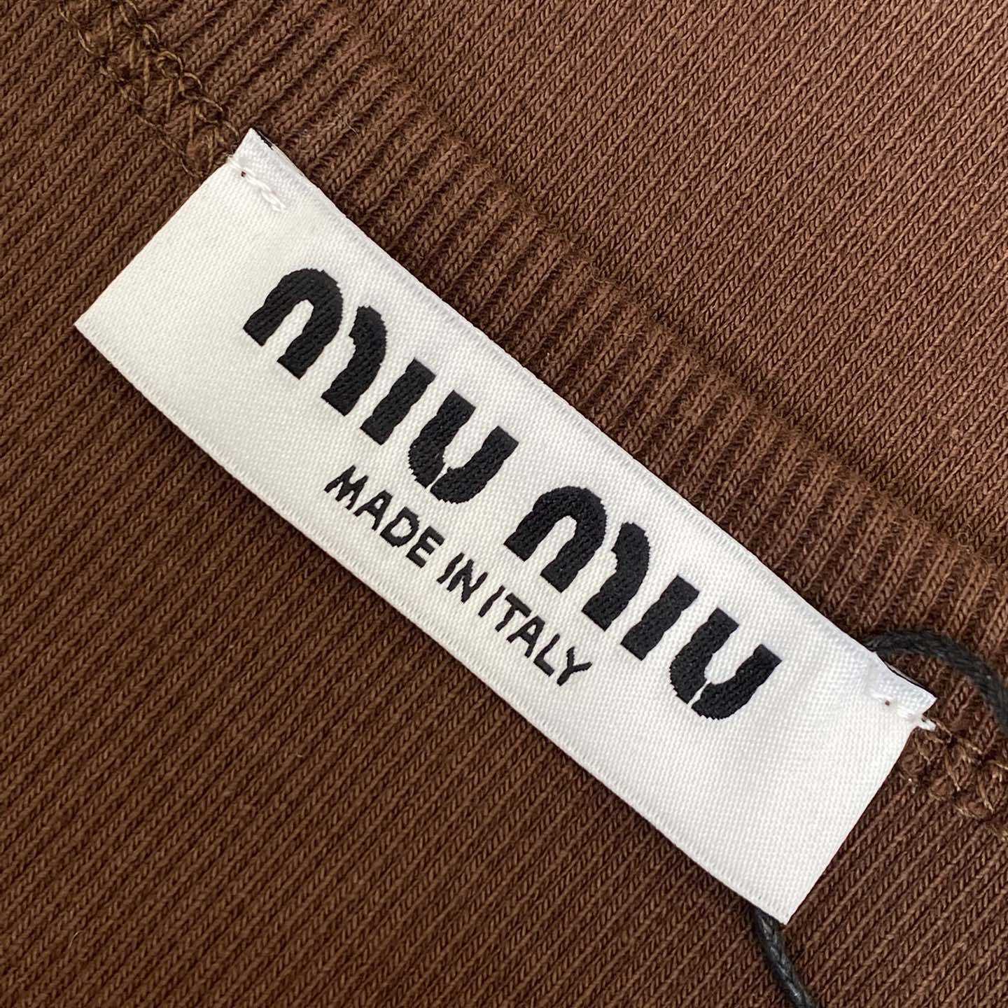 Miu Miu Brown Ribbed Knit Tank Top - DopestKickz