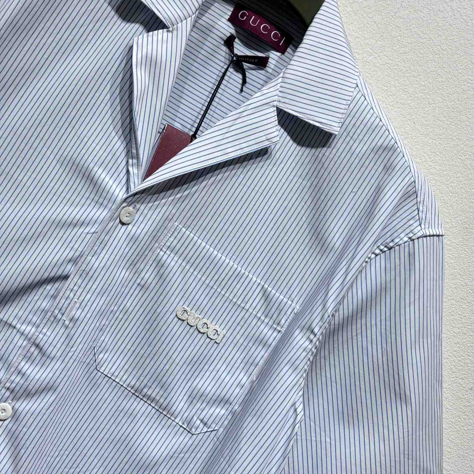 Gucci Embroidered Striped Cotton Shirt - DopestKickz