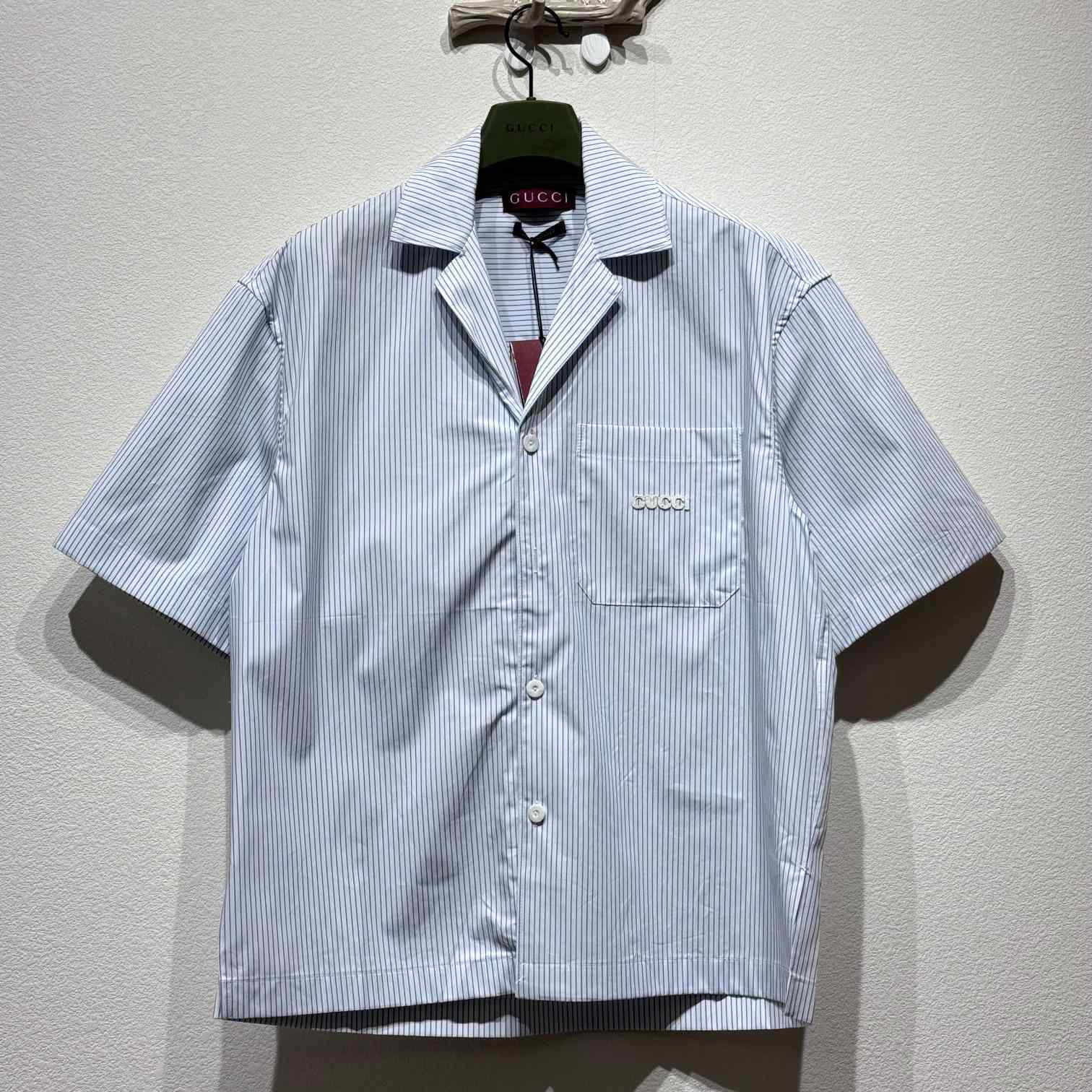 Gucci Embroidered Striped Cotton Shirt - DopestKickz