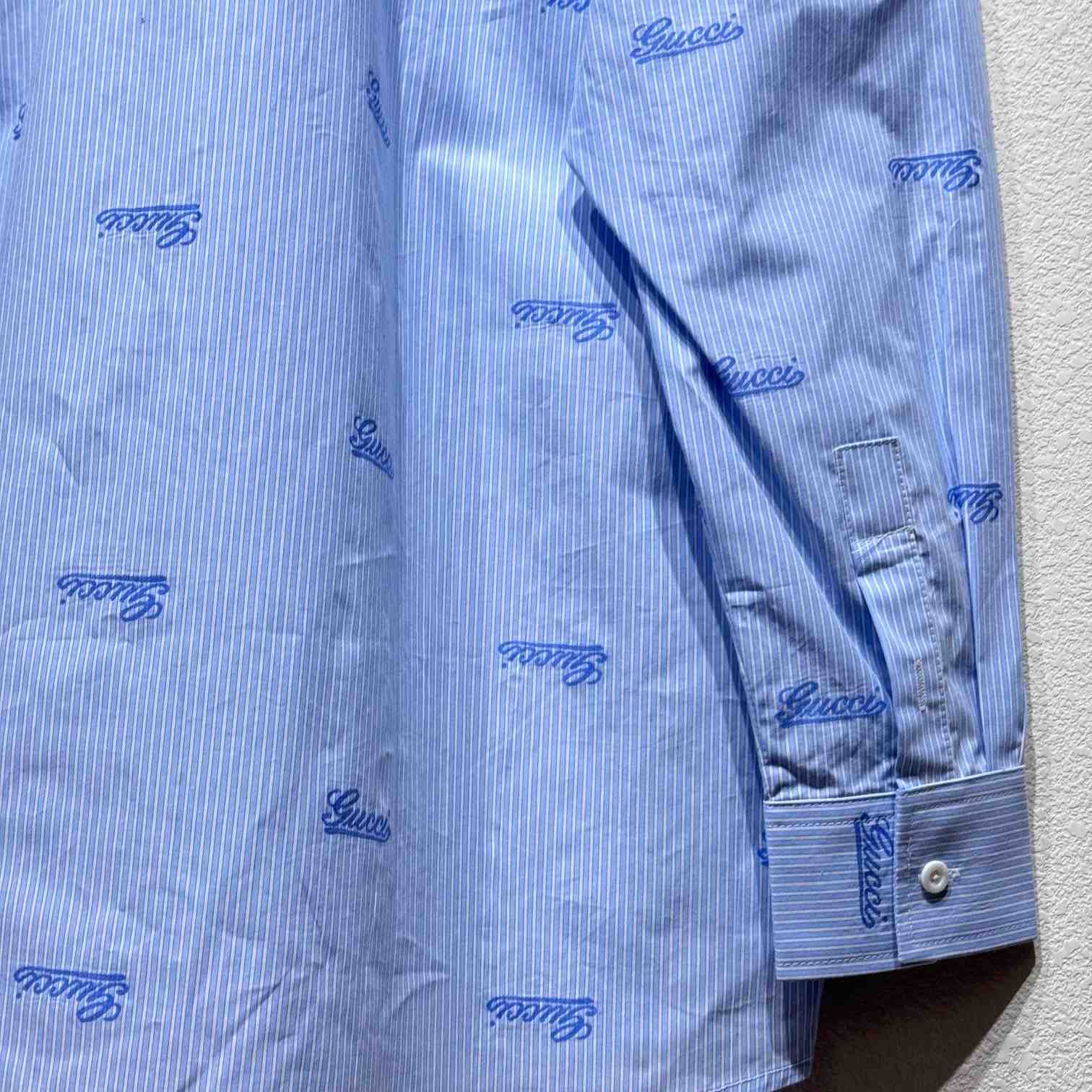 Gucci Embroidered Striped Cotton Shirt - DopestKickz