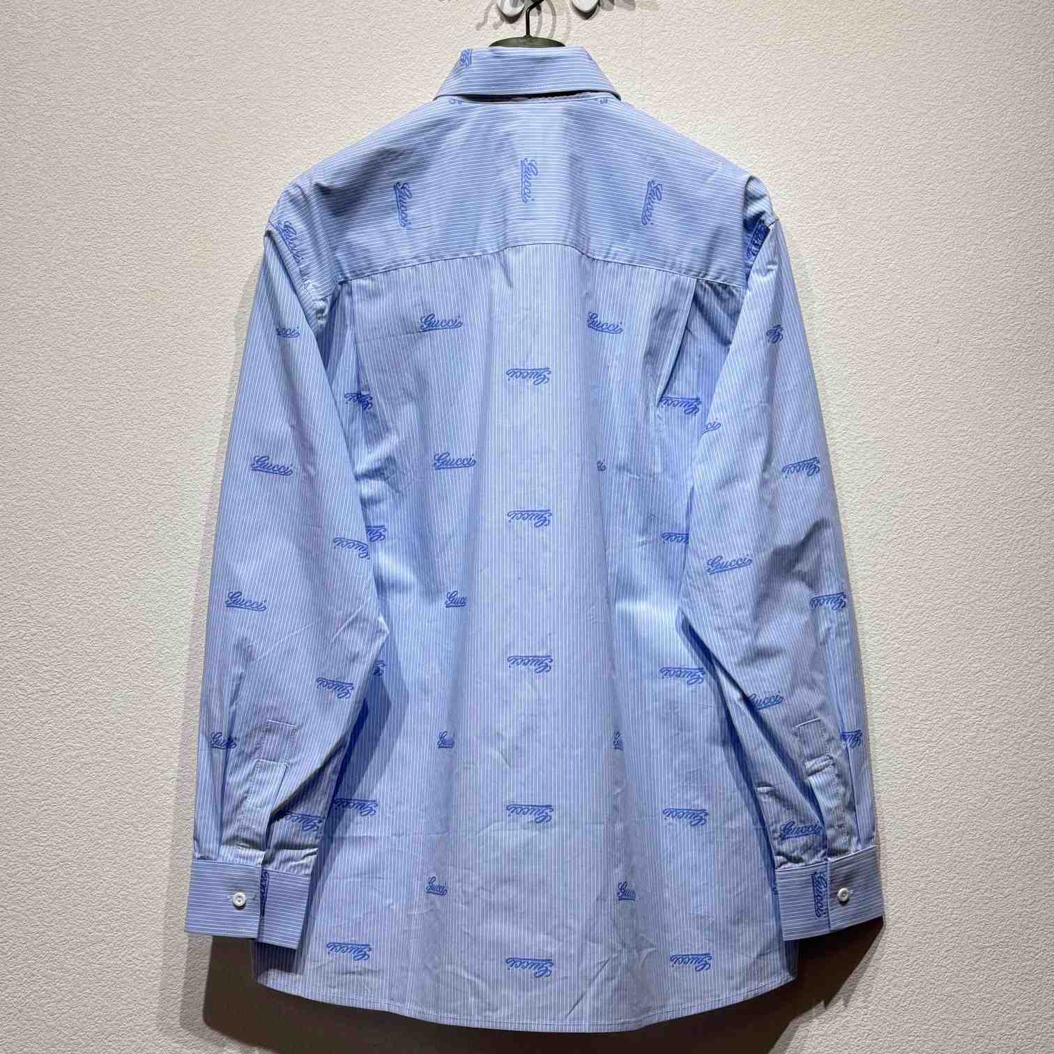 Gucci Embroidered Striped Cotton Shirt - DopestKickz