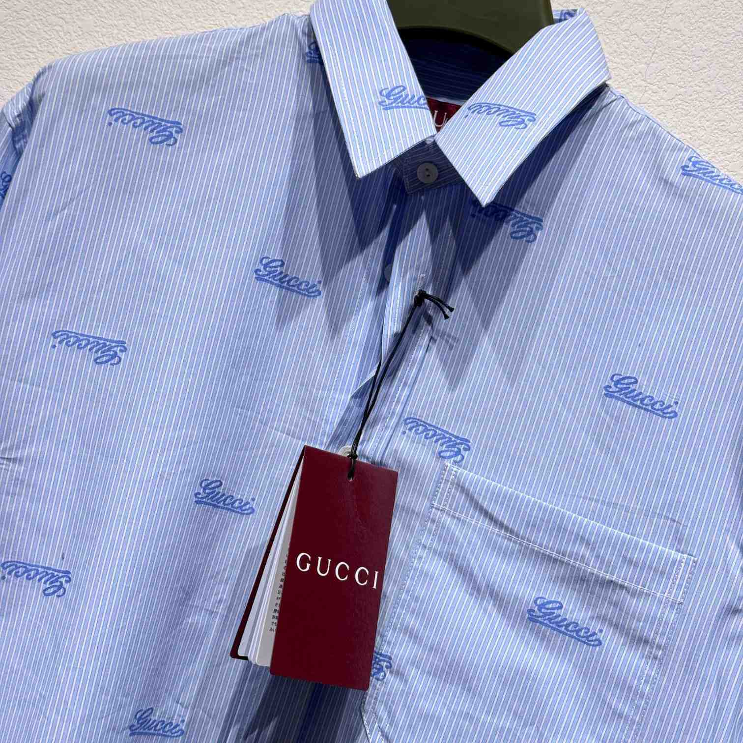 Gucci Embroidered Striped Cotton Shirt - DopestKickz