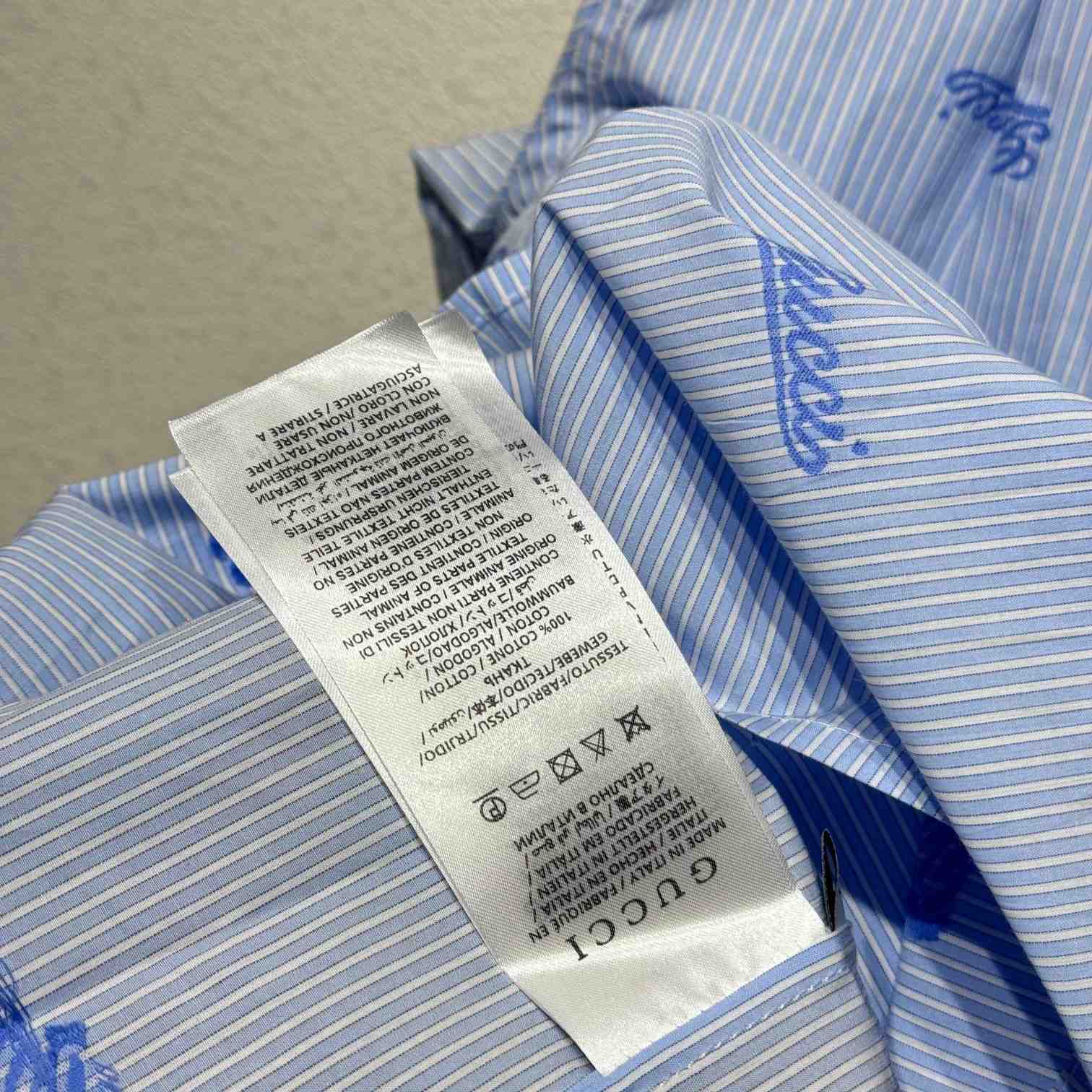 Gucci Embroidered Striped Cotton Shirt - DopestKickz