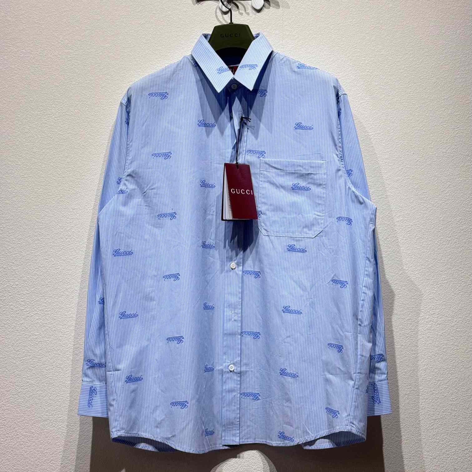 Gucci Embroidered Striped Cotton Shirt - DopestKickz