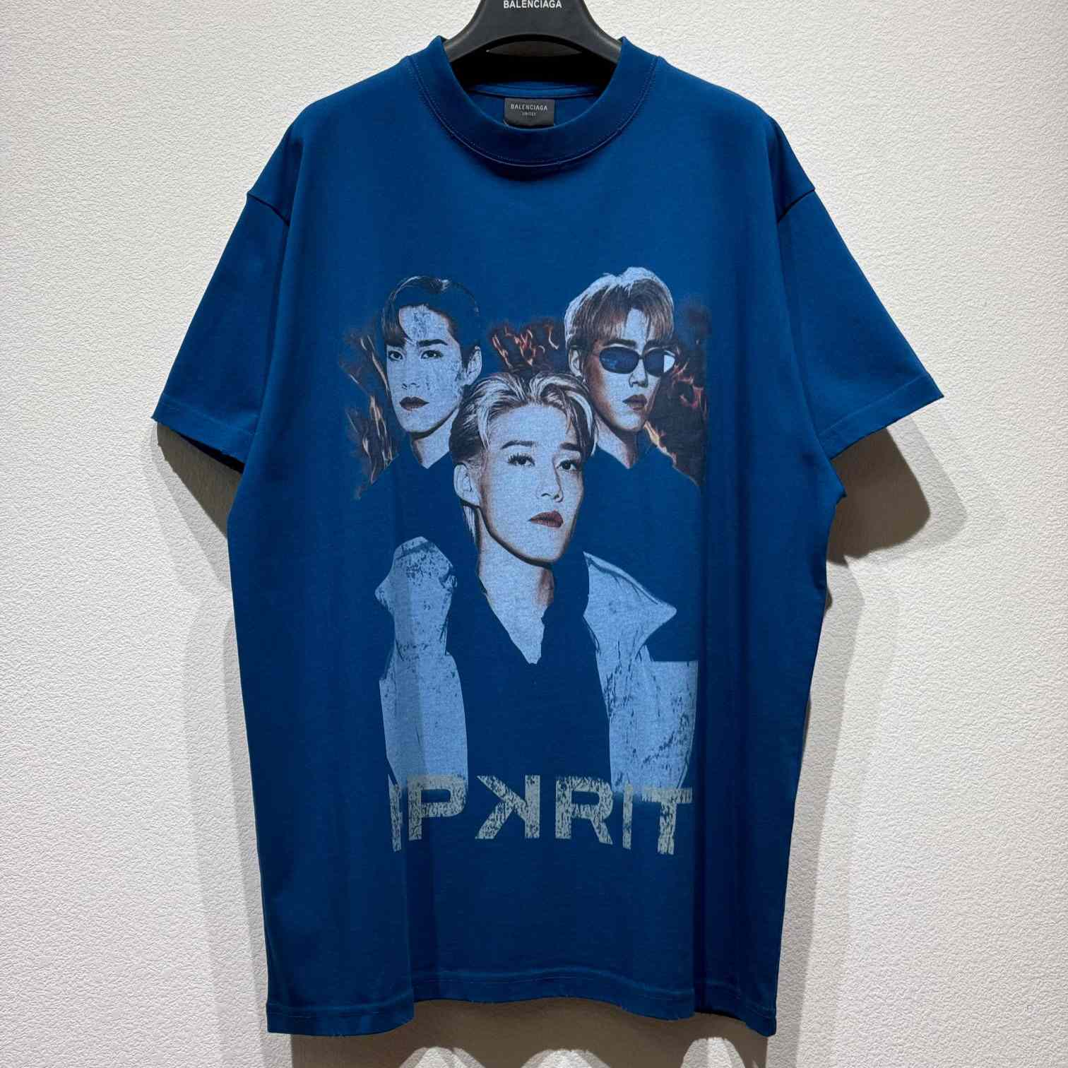 Balenciaga PP Krit Oversized T-Shirt In Dark Blue Dry Jersey - DopestKickz