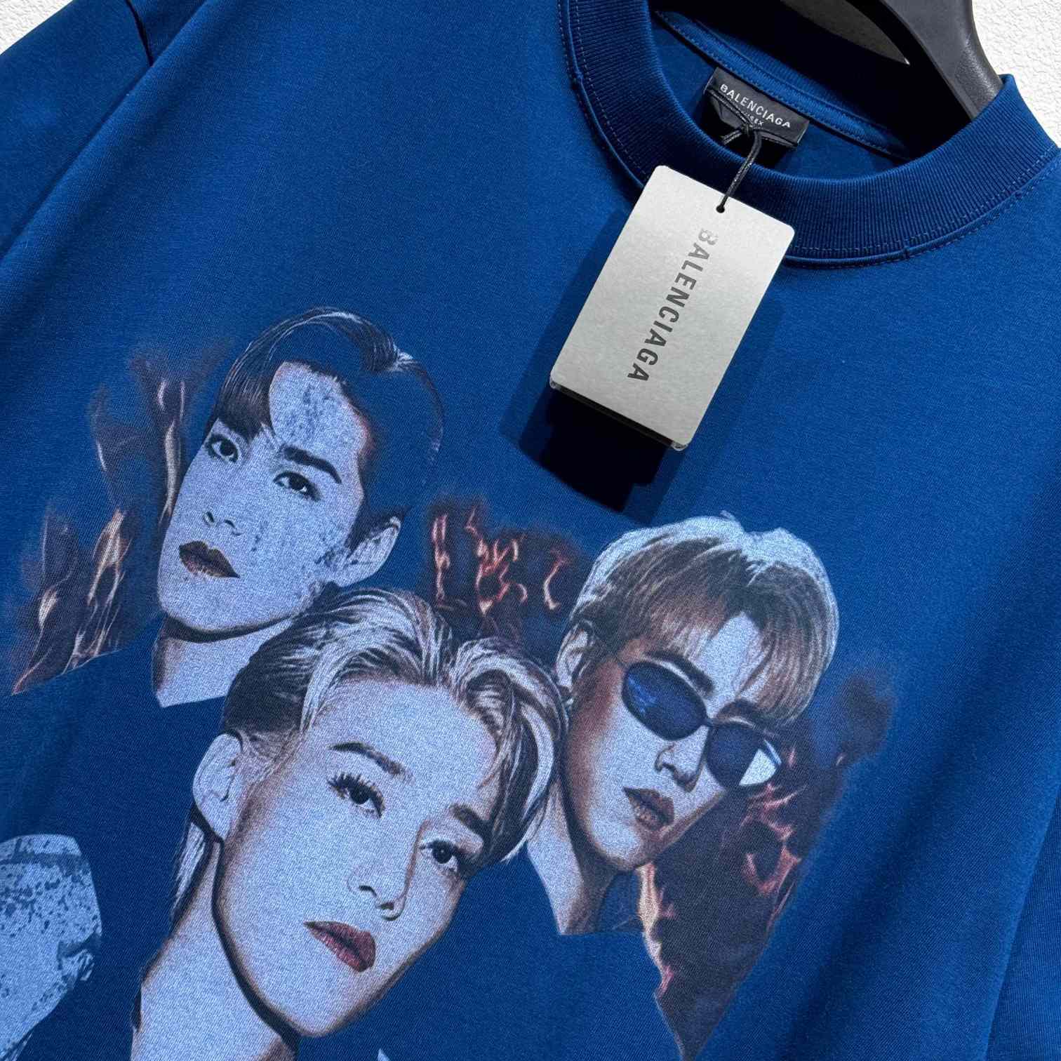 Balenciaga PP Krit Oversized T-Shirt In Dark Blue Dry Jersey - DopestKickz