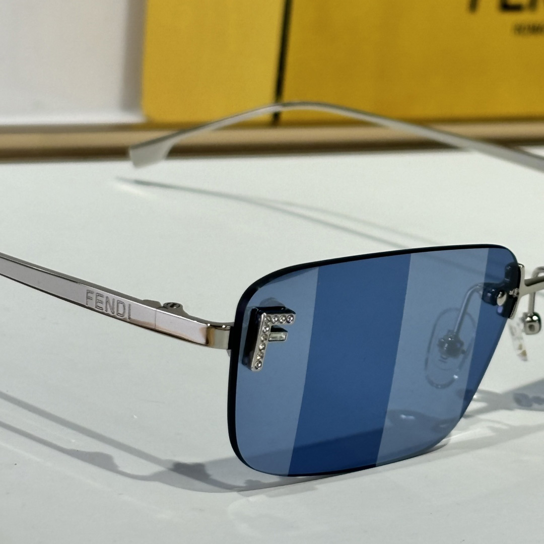 Fendi First Crystal Palladium-colored Sunglasses With Blue Lenses    - DopestKickz