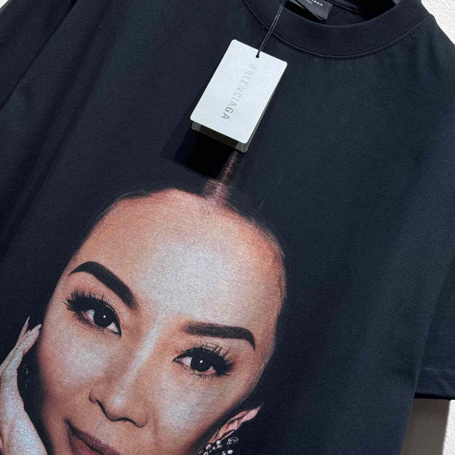 Balenciaga Michelle Boxy T-Shirt In faded Washed Black Dry Jersey - DopestKickz